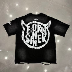 Roughplay "Born Sinner" Skeleton Road Rage Graphic Tee