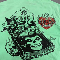 Roughplay Art Dept Collage Neon Green Distressed Tee