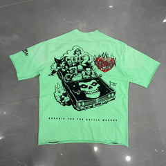 Roughplay Art Dept Collage Neon Green Distressed Tee