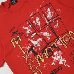 MIXED EMOTION Red Vintage Graphic T‑Shirt