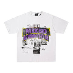 MIXED EMOTION Collage Purple Logo Graphic T‑Shirt
