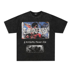 MIXED EMOTION Print Vintage Portrait Graphic T‑Shirt