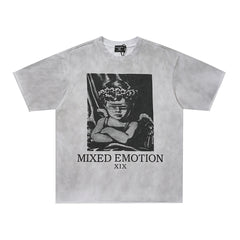 MIXED EMOTION Heather Grey Portrait Box Graphic T‑Shirt
