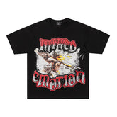 MIXED EMOTION Black Red Gothic Letter Portrait T‑Shirt