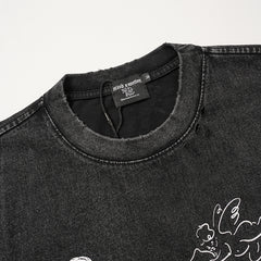 MIXED EMOTION Black Gothic Letter GraphicT‑Shirt