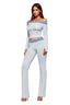 BLARE OFF SHOULDER TOP - TWO TONE POWDER BLUE