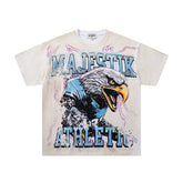 Majestik “Athletic” Eagle Rhinestone Vintage Tee(White)