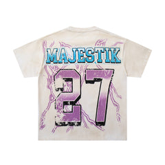Majestik “Athletic” Eagle Rhinestone Vintage Tee(White)