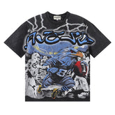 Majestik “Storm Eagle” Football Rhinestone Vintage Tee(Black)