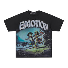 MIXED EMOTION Cartoon Character Graphic T‑Shirt