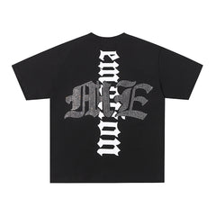 MIXED EMOTION Mecha Monster Graphic Gothic Letter T‑Shirt