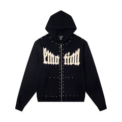 High version Mixed EMOTION American Street Retro Printed Hot Diamond Hoodie Men's and Women's Zipper Jacket (1)