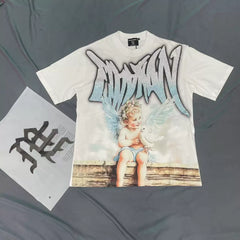 Mixed EMOTION T SHIRT High Street Angel Peace Dove Hot Diamond Fashion Short sleeved T-shirt Summer