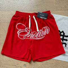 Mixed EMOTION SHORTS: Trendy Street, Summer, Diamond Print, Sports and Leisure, Pure Cotton Drawstring Shorts (2)