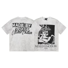 Mixed EMOTION HIP HOP T SHIRT Fashion Retro High Street Hot Diamond Printed Cotton Short sleeved T-shirt (4)
