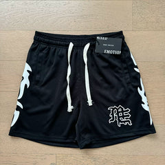 Mixed EMOTION SHORTS: Trendy Street, Summer, Diamond Print, Sports and Leisure, Pure Cotton Drawstring Shorts (6)