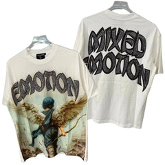 Correct version of Mixed EMOTION hot stamping printed American street T-shirt West Coast hip-hop trend rap short sleeved shirt (2)