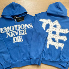 Realistic Mixed EMOTION Fashion Retro Doing Old Street Loose Heavy Cotton Cardigan Hoodie FOG (7)