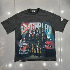 Roughplay Skeleton Band "Drugs Glamour Fame" Distressed Tee