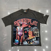 Roughplay "Girls Just Wanna Play Rough" Distressed Graphic Tee