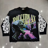 Roughplay Venom Skull Rhinestone Long Sleeve Tee