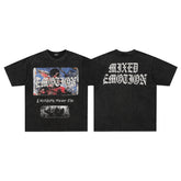 MIXED EMOTION Print Vintage Portrait Graphic T‑Shirt