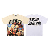 MIXED EMOTION Mixed Emotion Gothic Letter Angel Graphic T‑Shirt