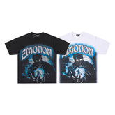 MIXED EMOTION Black Panther Portrait Gothic Letter Graphic T‑Shirt
