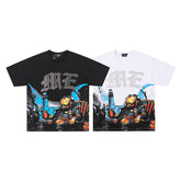 MIXED EMOTION Mecha Monster Graphic Gothic Letter T‑Shirt