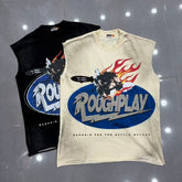 Roughplay "The World Is Yours" Oval Logo Rhinestone Tank Top