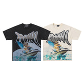 MIXED EMOTION Gothic Letter Angel Graphic T‑Shirt