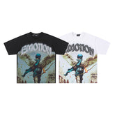 MIXED EMOTION Gothic Letter Archer Angel Graphic T‑Shirt