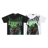 MIXED EMOTION Gothic Letter Green Monster Graphic T‑Shirt