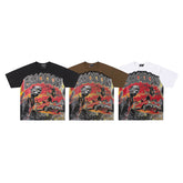 MIXED EMOTION Gothic Letter Vintage Character Graphic T‑Shirt