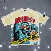 Roughplay Skull Liberty "WARNING" Oversized Graphic Tee
