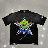 Roughplay Skull Star Flame Distressed Graphic Tee