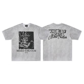 MIXED EMOTION Heather Grey Portrait Box Graphic T‑Shirt