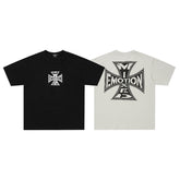 MIXED EMOTION Iron Cross Graphic Print T‑Shirt