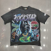 Roughplay "Rockstar" Skull Gotham City All-Over Graphic Tee