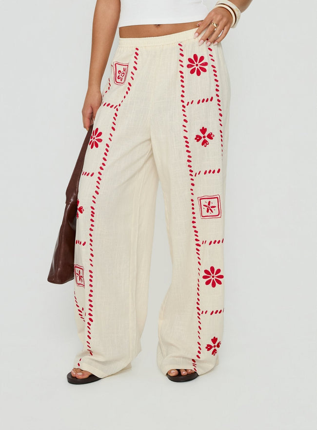 Grazia Pants Cream / Red Hover Image