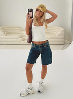 Cult Classic Longline Denim Shorts Vintage Wash