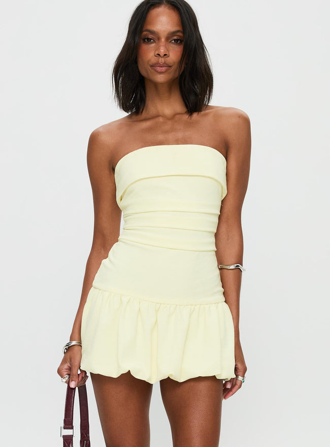 Mousse Strapless Mini Dress Lemon Main Image