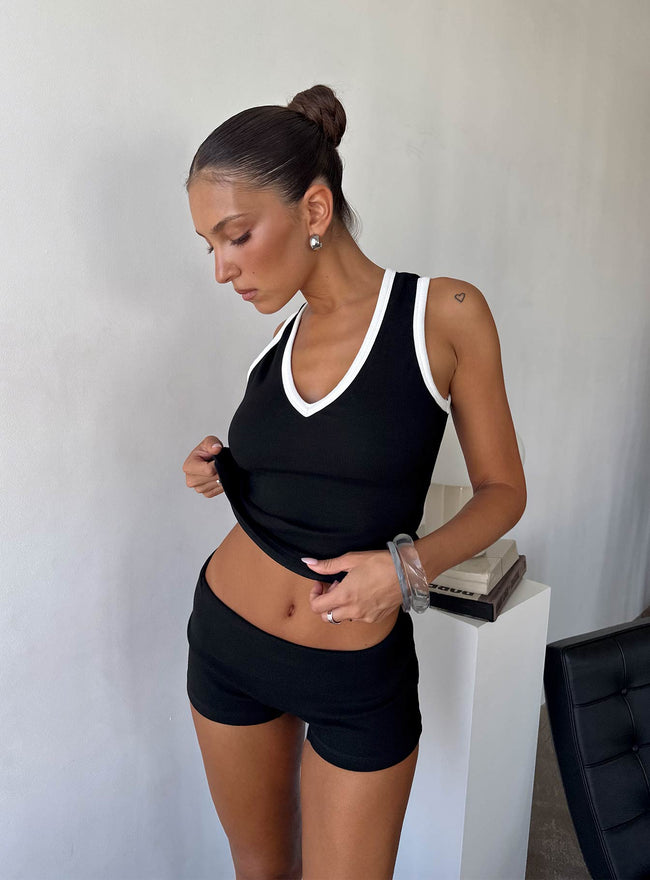 Baseline Low Rise Rib Shorts Black Hover Image