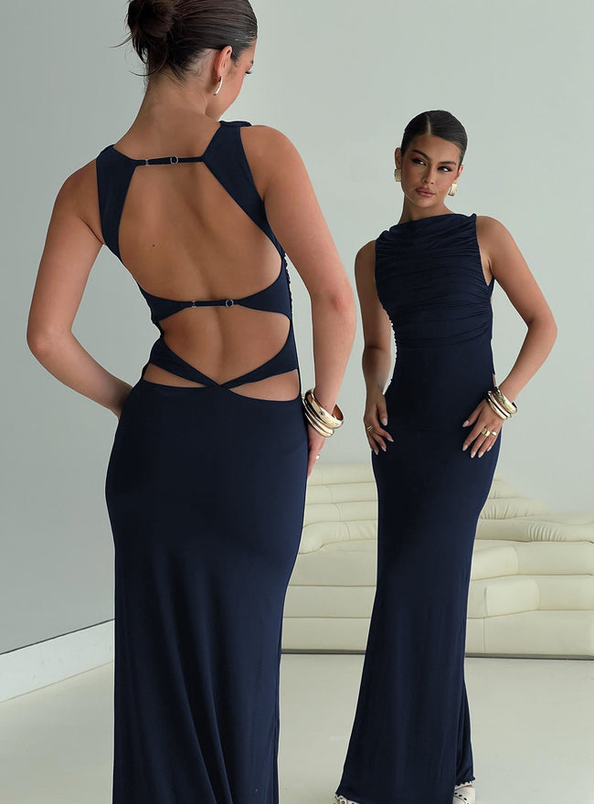 Undeniable Cut Out Maxi Dress Navy Hover Image