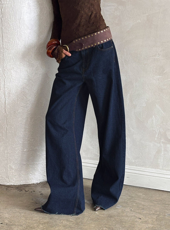 Darla Low Rise Straight Leg Jean Dark Blue Wash Hover Image