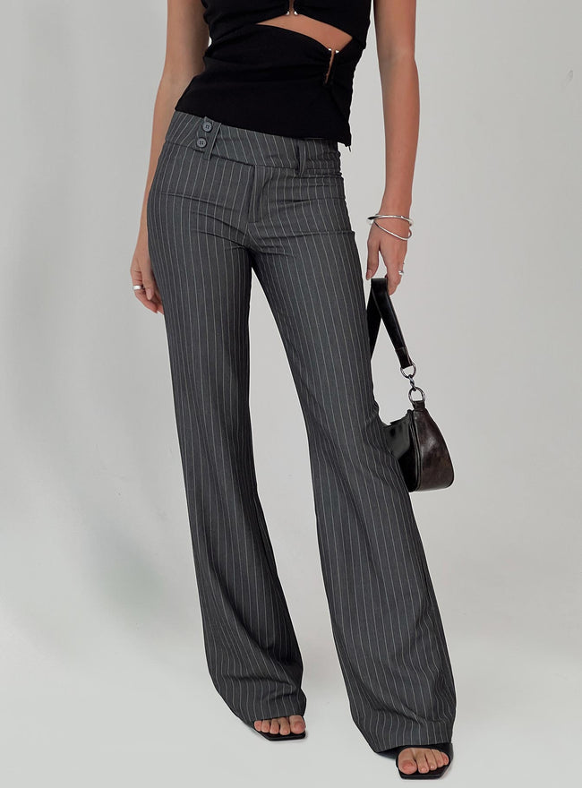Kinkirk Flared Pants Grey Pinstripe Hover Image