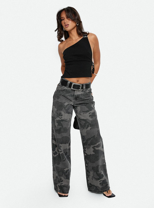 Big Talk Mid Rise Straight Leg Jeans Grey Washed Camo Hover Image