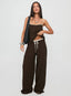 Nolei Contrast Pants Set Chocolate / White