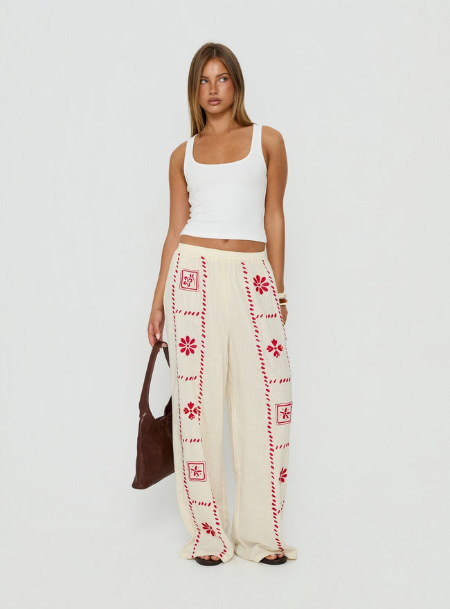 Grazia Pants Cream / Red Main Image
