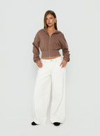 Naylor Mid Rise Wide Leg Jeans Cream Petite